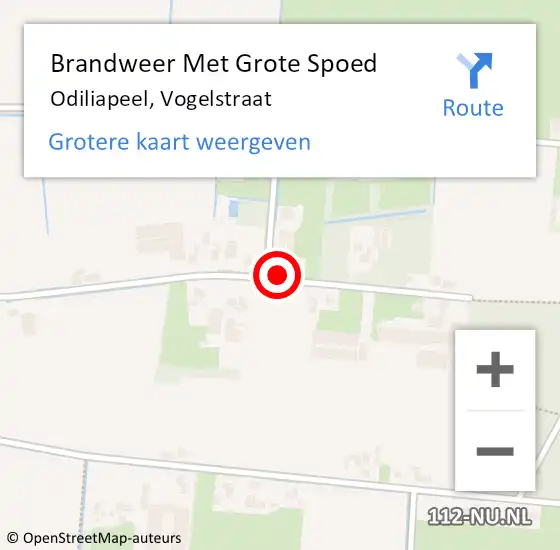 Locatie op kaart van de 112 melding: Brandweer Met Grote Spoed Naar Odiliapeel, Vogelstraat op 21 juli 2018 07:06