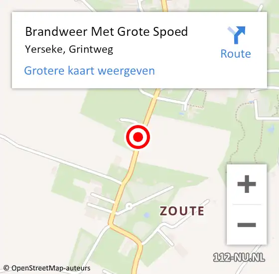 Locatie op kaart van de 112 melding: Brandweer Met Grote Spoed Naar Yerseke, Grintweg op 21 juli 2018 07:34