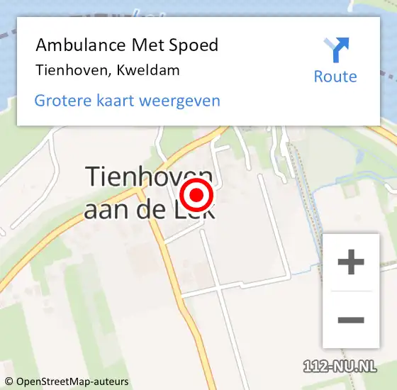 Locatie op kaart van de 112 melding: Ambulance Met Spoed Naar Tienhoven, Kweldam op 21 juli 2018 07:35