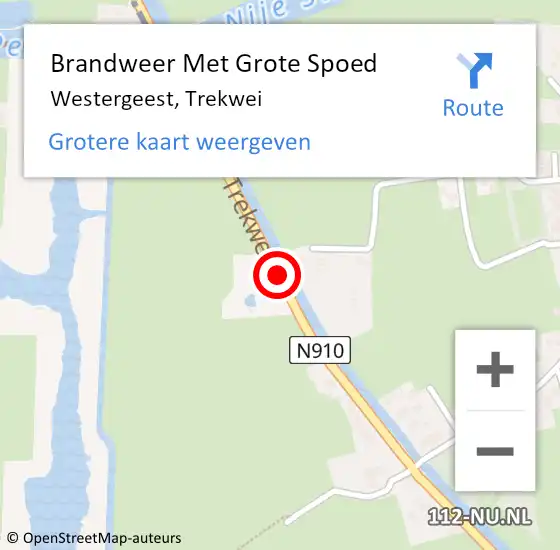 Locatie op kaart van de 112 melding: Brandweer Met Grote Spoed Naar Westergeest, Trekwei op 21 juli 2018 08:04