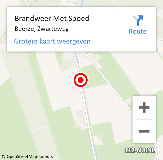 Locatie op kaart van de 112 melding: Brandweer Met Spoed Naar Beerze, Zwarteweg op 21 juli 2018 08:34