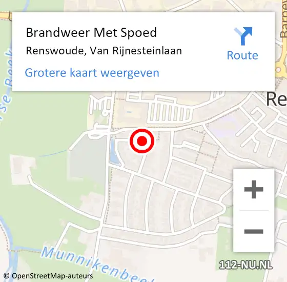 Locatie op kaart van de 112 melding: Brandweer Met Spoed Naar Renswoude, Van Rijnesteinlaan op 21 juli 2018 08:52