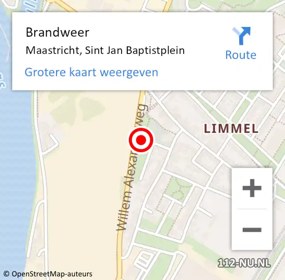 Locatie op kaart van de 112 melding: Brandweer Maastricht, Sint Jan Baptistplein op 3 maart 2014 16:19