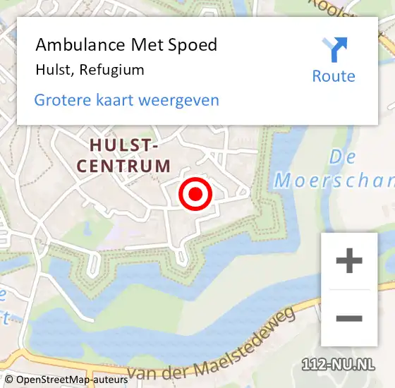 Locatie op kaart van de 112 melding: Ambulance Met Spoed Naar Hulst, Refugium op 21 juli 2018 09:10