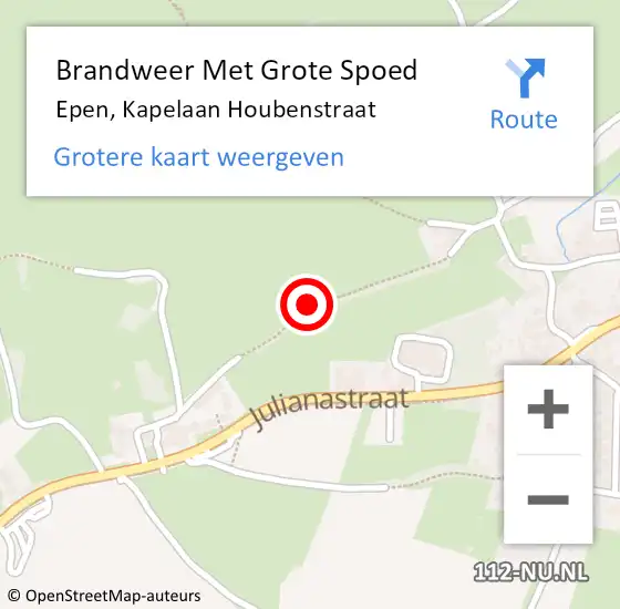 Locatie op kaart van de 112 melding: Brandweer Met Grote Spoed Naar Epen, Kapelaan Houbenstraat op 21 juli 2018 09:17