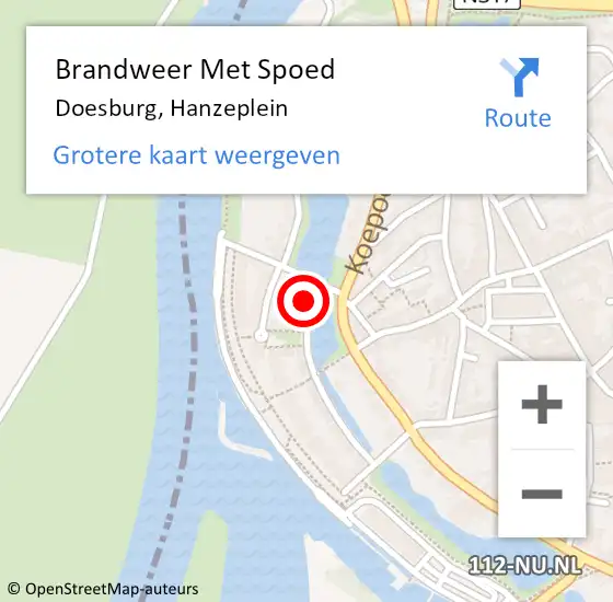 Locatie op kaart van de 112 melding: Brandweer Met Spoed Naar Doesburg, Hanzeplein op 21 juli 2018 09:39