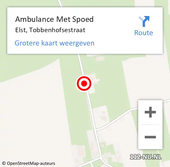 Locatie op kaart van de 112 melding: Ambulance Met Spoed Naar Elst, Tobbenhofsestraat op 21 juli 2018 10:02