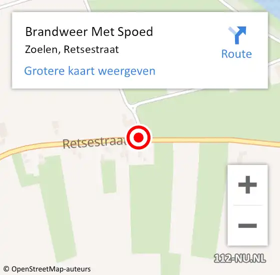 Locatie op kaart van de 112 melding: Brandweer Met Spoed Naar Zoelen, Retsestraat op 21 juli 2018 10:10