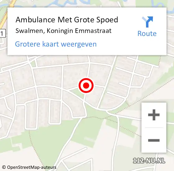 Locatie op kaart van de 112 melding: Ambulance Met Grote Spoed Naar Swalmen, Koningin Emmastraat op 21 juli 2018 10:29