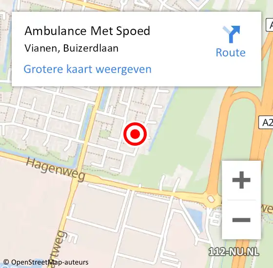 Locatie op kaart van de 112 melding: Ambulance Met Spoed Naar Vianen, Buizerdlaan op 21 juli 2018 11:10