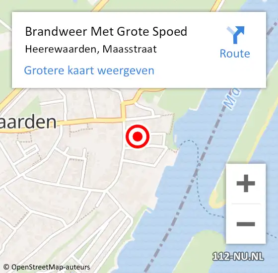 Locatie op kaart van de 112 melding: Brandweer Met Grote Spoed Naar Heerewaarden, Maasstraat op 21 juli 2018 11:11