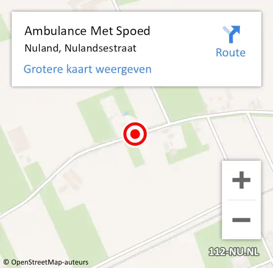 Locatie op kaart van de 112 melding: Ambulance Met Spoed Naar Nuland, Nulandsestraat op 21 juli 2018 11:22