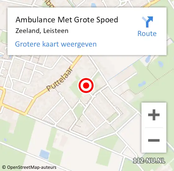 Locatie op kaart van de 112 melding: Ambulance Met Grote Spoed Naar Zeeland, Leisteen op 21 juli 2018 11:47