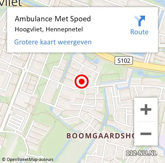 Locatie op kaart van de 112 melding: Ambulance Met Spoed Naar Hoogvliet, Hennepnetel op 21 juli 2018 12:01