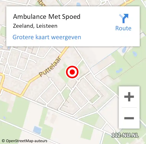 Locatie op kaart van de 112 melding: Ambulance Met Spoed Naar Zeeland, Leisteen op 21 juli 2018 12:03