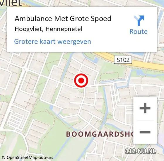 Locatie op kaart van de 112 melding: Ambulance Met Grote Spoed Naar Hoogvliet, Hennepnetel op 21 juli 2018 12:21