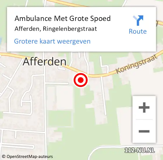 Locatie op kaart van de 112 melding: Ambulance Met Grote Spoed Naar Afferden, Ringelenbergstraat op 21 juli 2018 12:27