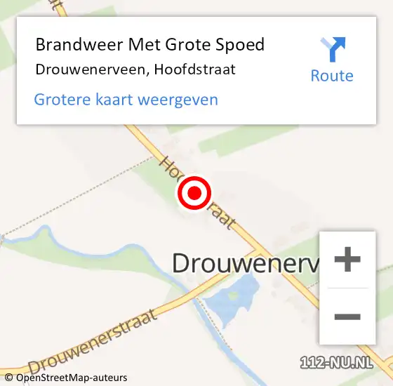 Locatie op kaart van de 112 melding: Brandweer Met Grote Spoed Naar Drouwenerveen, Hoofdstraat op 21 juli 2018 12:34