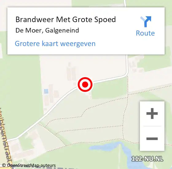 Locatie op kaart van de 112 melding: Brandweer Met Grote Spoed Naar De Moer, Galgeneind op 21 juli 2018 12:46