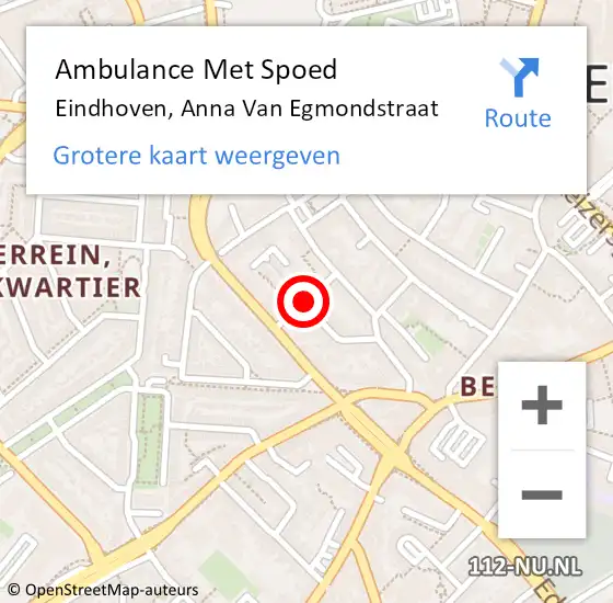 Locatie op kaart van de 112 melding: Ambulance Met Spoed Naar Eindhoven, Anna Van Egmondstraat op 21 juli 2018 13:15