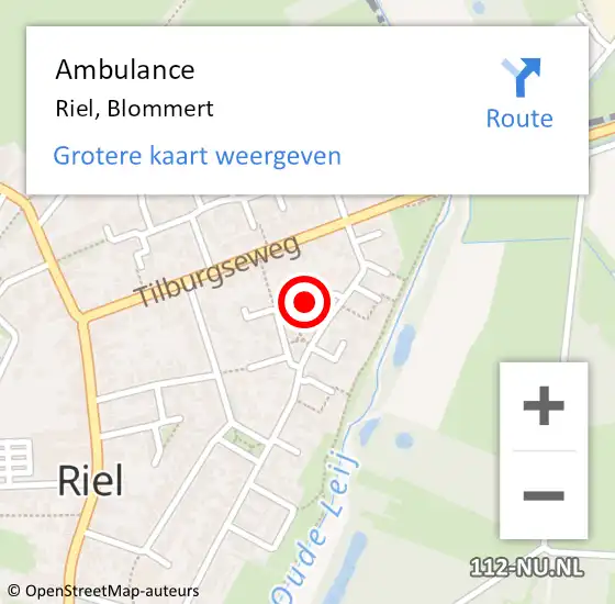 Locatie op kaart van de 112 melding: Ambulance Riel, Blommert op 21 juli 2018 13:18