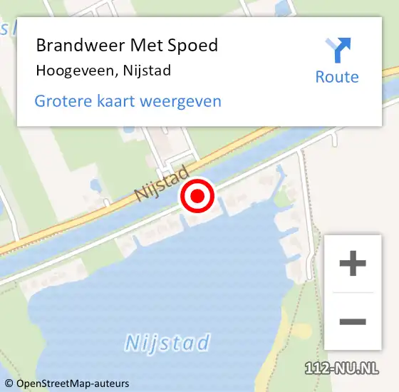 Locatie op kaart van de 112 melding: Brandweer Met Spoed Naar Hoogeveen, Nijstad op 21 juli 2018 13:21