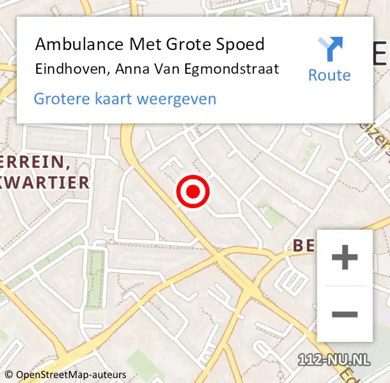 Locatie op kaart van de 112 melding: Ambulance Met Grote Spoed Naar Eindhoven, Anna Van Egmondstraat op 21 juli 2018 13:26