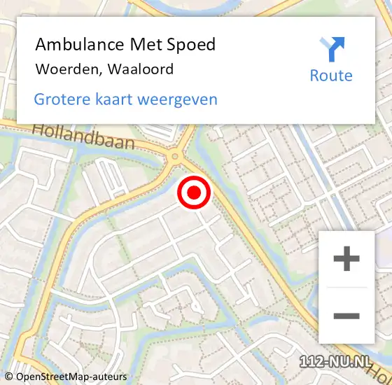 Locatie op kaart van de 112 melding: Ambulance Met Spoed Naar Woerden, Waaloord op 21 juli 2018 13:29