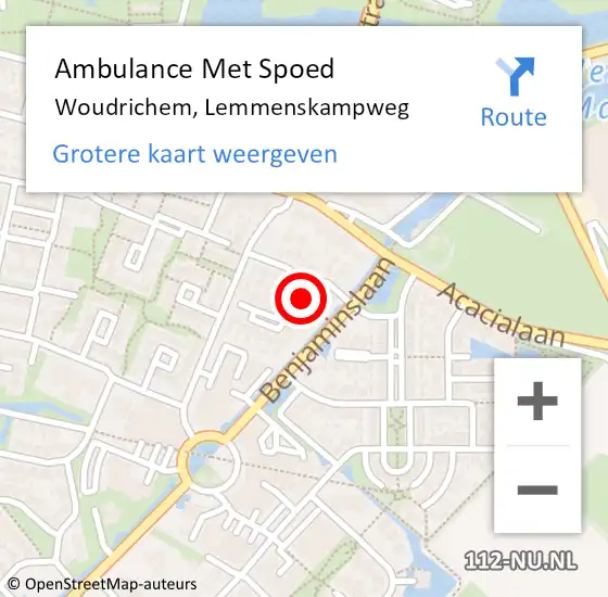 Locatie op kaart van de 112 melding: Ambulance Met Spoed Naar Woudrichem, Lemmenskampweg op 21 juli 2018 13:31