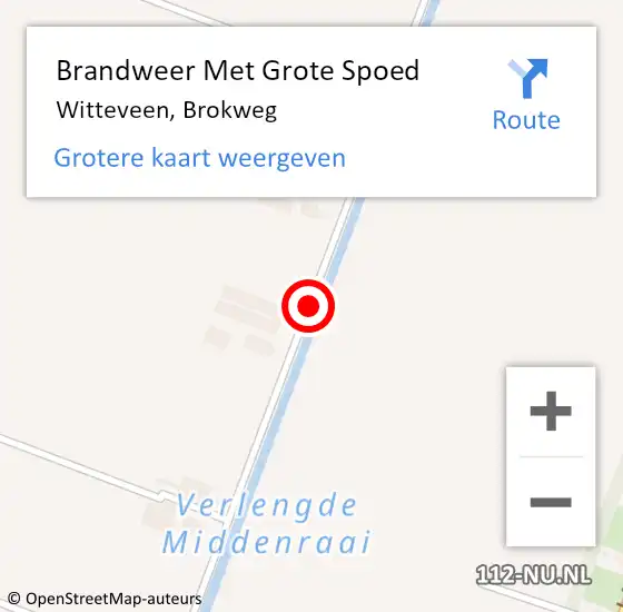 Locatie op kaart van de 112 melding: Brandweer Met Grote Spoed Naar Witteveen, Brokweg op 21 juli 2018 14:02