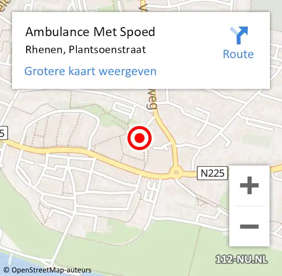 Locatie op kaart van de 112 melding: Ambulance Met Spoed Naar Rhenen, Plantsoenstraat op 21 juli 2018 14:45