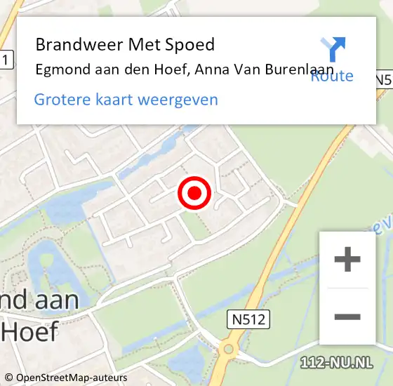 Locatie op kaart van de 112 melding: Brandweer Met Spoed Naar Egmond aan den Hoef, Anna Van Burenlaan op 21 juli 2018 15:42