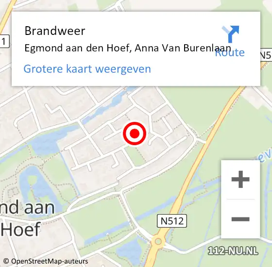 Locatie op kaart van de 112 melding: Brandweer Egmond aan den Hoef, Anna Van Burenlaan op 21 juli 2018 15:47