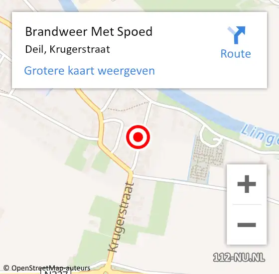 Locatie op kaart van de 112 melding: Brandweer Met Spoed Naar Deil, Krugerstraat op 21 juli 2018 15:56