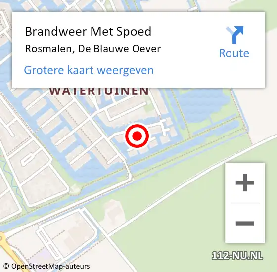 Locatie op kaart van de 112 melding: Brandweer Met Spoed Naar Rosmalen, De Blauwe Oever op 21 juli 2018 16:03