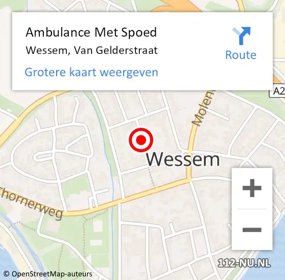 Locatie op kaart van de 112 melding: Ambulance Met Spoed Naar Wessem, van Gelderstraat op 21 juli 2018 16:24