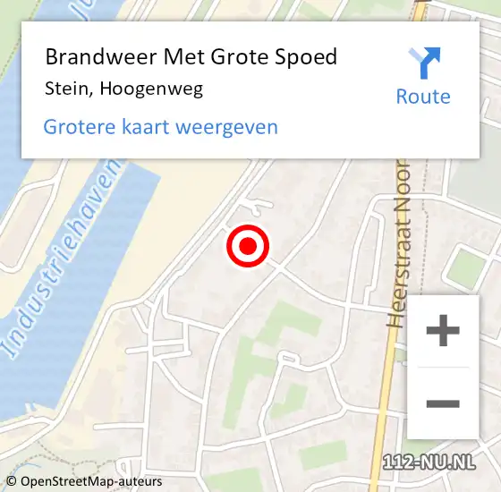 Locatie op kaart van de 112 melding: Brandweer Met Grote Spoed Naar Stein, Hoogenweg op 21 juli 2018 17:12