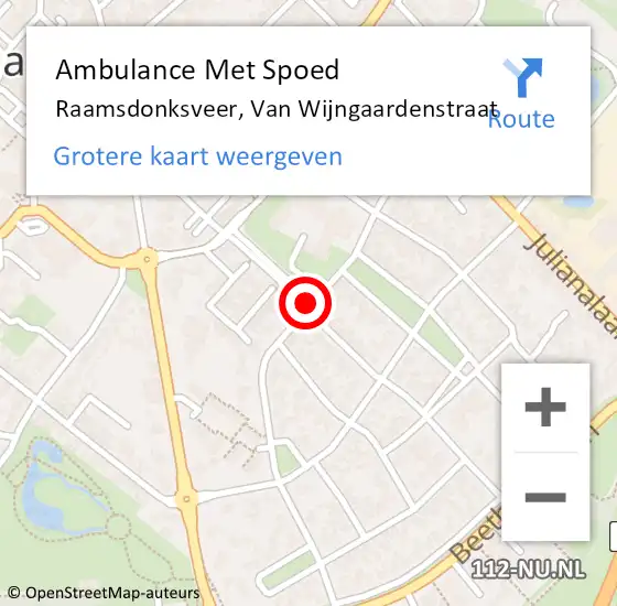 Locatie op kaart van de 112 melding: Ambulance Met Spoed Naar Raamsdonksveer, Van Wijngaardenstraat op 21 juli 2018 18:00