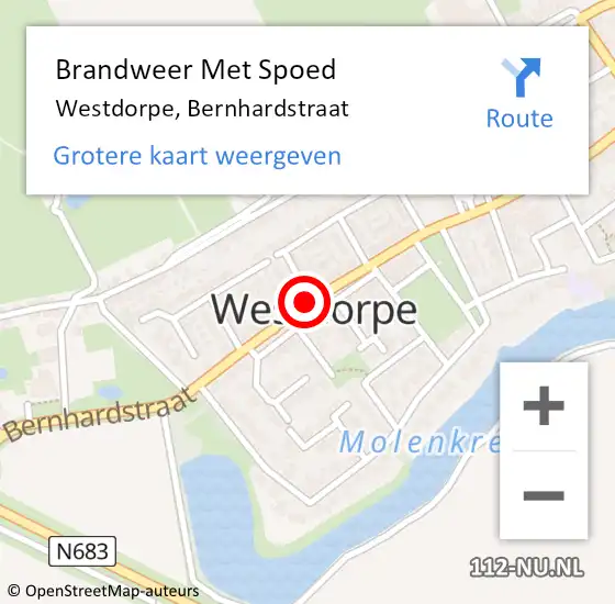 Locatie op kaart van de 112 melding: Brandweer Met Spoed Naar Westdorpe, Bernhardstraat op 21 juli 2018 18:05