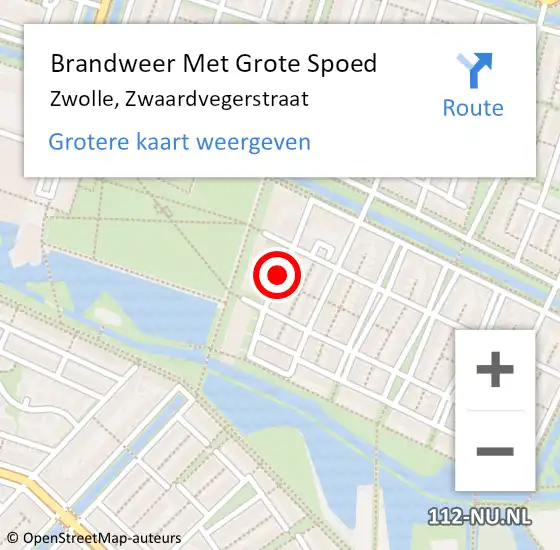 Locatie op kaart van de 112 melding: Brandweer Met Grote Spoed Naar Zwolle, Zwaardvegerstraat op 21 juli 2018 18:11