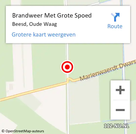 Locatie op kaart van de 112 melding: Brandweer Met Grote Spoed Naar Beesd, Oude Waag op 21 juli 2018 20:32