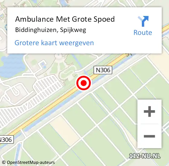 Locatie op kaart van de 112 melding: Ambulance Met Grote Spoed Naar Biddinghuizen, Spijkweg op 21 juli 2018 21:39