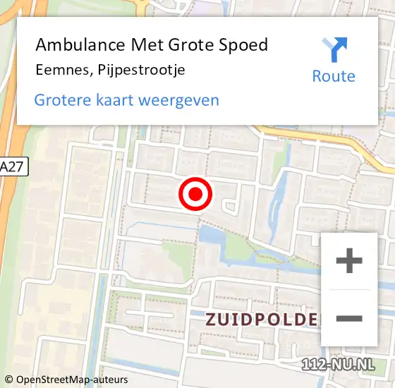 Locatie op kaart van de 112 melding: Ambulance Met Grote Spoed Naar Eemnes, Pijpestrootje op 21 juli 2018 22:37