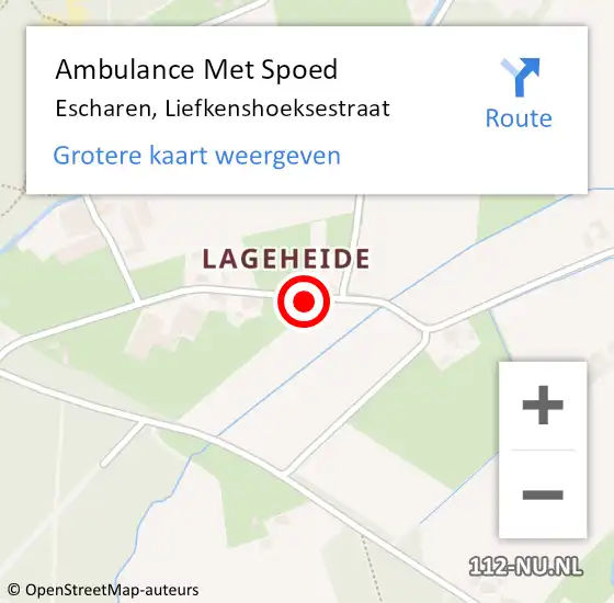 Locatie op kaart van de 112 melding: Ambulance Met Spoed Naar Escharen, Liefkenshoeksestraat op 3 maart 2014 17:34