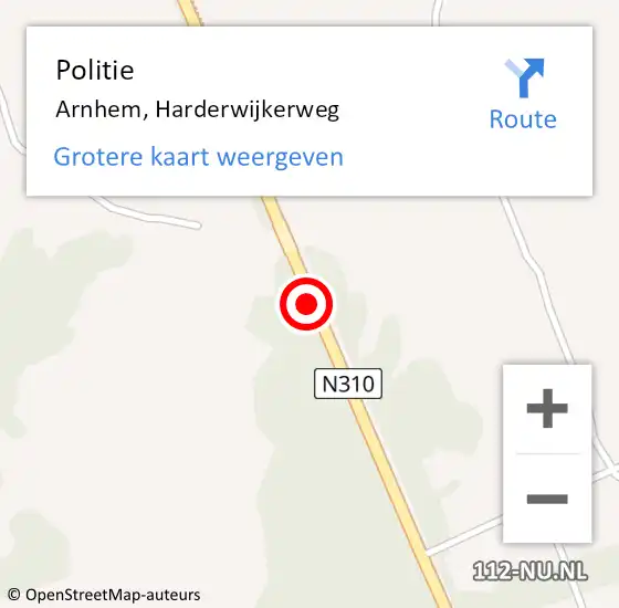 Locatie op kaart van de 112 melding: Politie Arnhem, Harderwijkerweg op 21 juli 2018 23:14