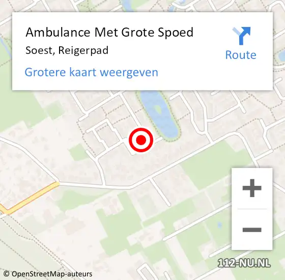 Locatie op kaart van de 112 melding: Ambulance Met Grote Spoed Naar Soest, Reigerpad op 22 juli 2018 00:02