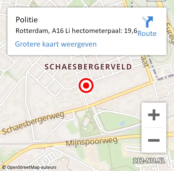 Locatie op kaart van de 112 melding: Politie Rotterdam, N15 Li hectometerpaal: 39,6 op 3 maart 2014 17:39