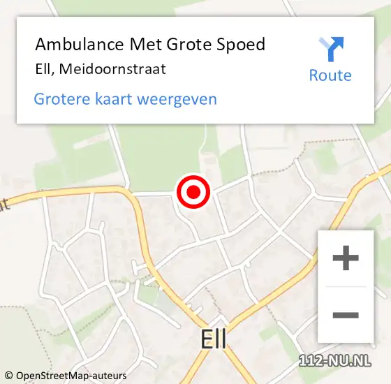 Locatie op kaart van de 112 melding: Ambulance Met Grote Spoed Naar Ell, Meidoornstraat op 22 juli 2018 00:10