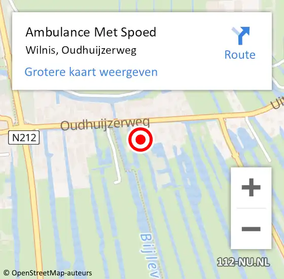 Locatie op kaart van de 112 melding: Ambulance Met Spoed Naar Wilnis, Oudhuijzerweg op 22 juli 2018 00:29