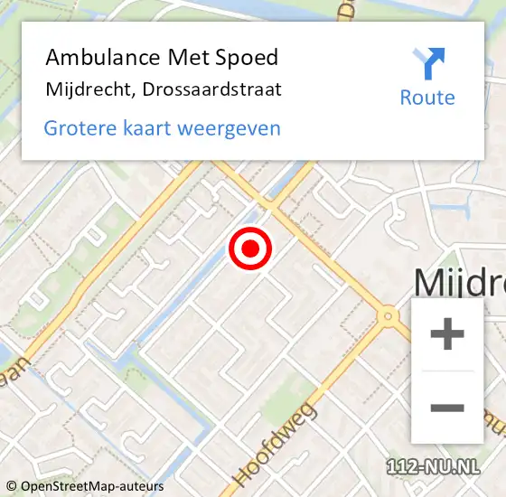 Locatie op kaart van de 112 melding: Ambulance Met Spoed Naar Mijdrecht, Drossaardstraat op 22 juli 2018 00:58